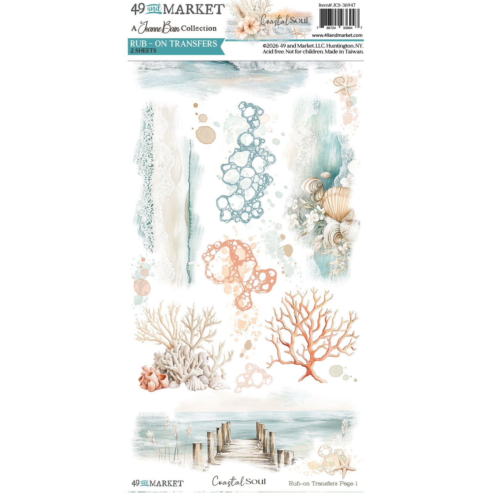 49 & Market Coastal Soul Blendable 6 x 12 Rub-On Transfer Set